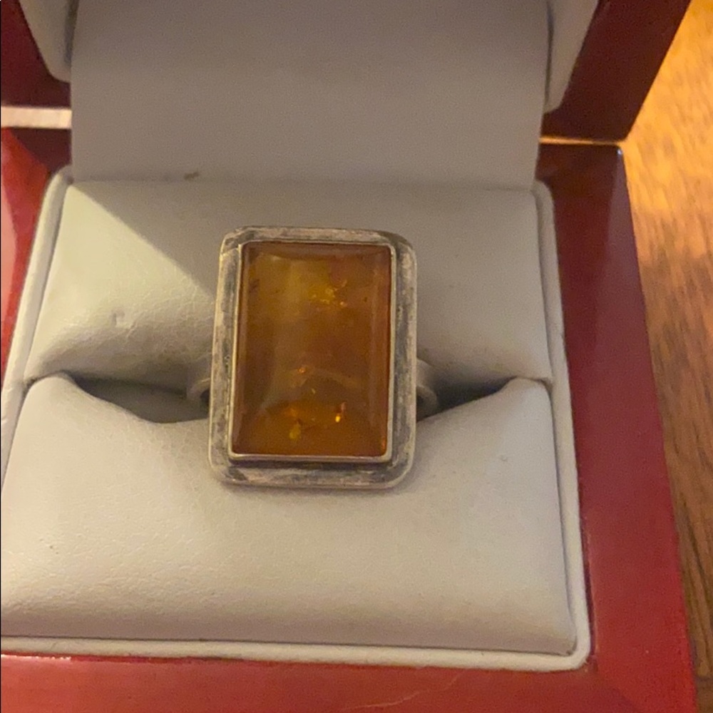 Sterling silver Baltic ember stone vintage ring - Picture 1 of 4